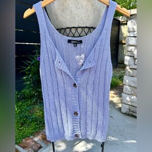 Sweet Rain Pale Thin Strap Blue Knit Top, buttons down front, Sz XL, New w/ Tags